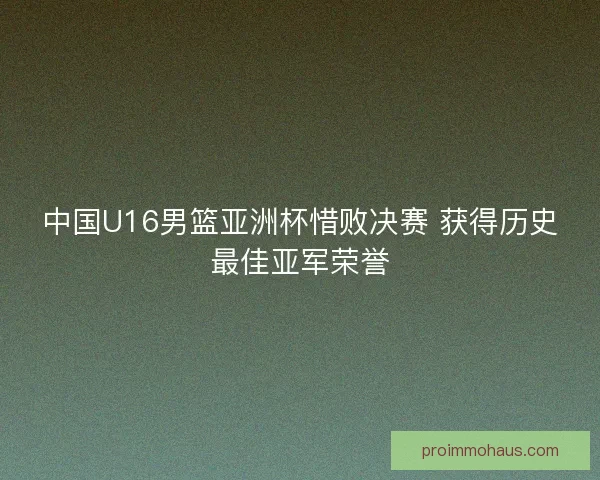 中国U16男篮亚洲杯惜败决赛 获得历史最佳亚军荣誉