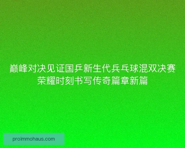 巅峰对决见证国乒新生代兵乓球混双决赛荣耀时刻书写传奇篇章新篇